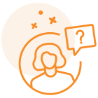 Icon illustration of a person and question mark