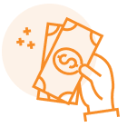 Icon illustration of a hand holding cash